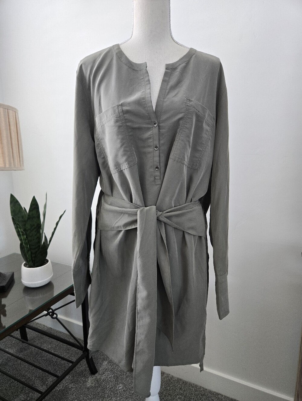 Kenneth Cole long-sleeve utility shirt dress. Size XL.